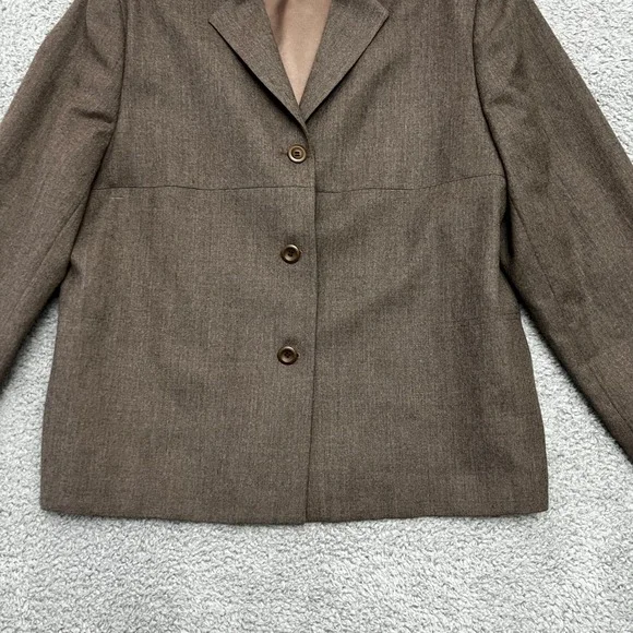 L.L. Bean Blazer Women 18P Brown Good Wool 3-Button Made in USA OMU45 - Picture 3 of 10